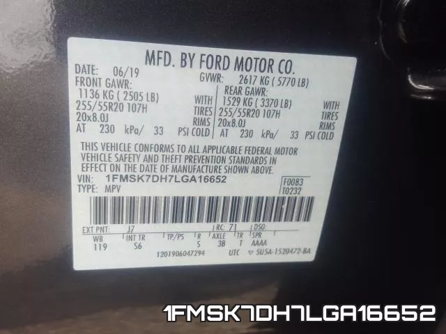 1FMSK7DH7LGA16652 фото 2