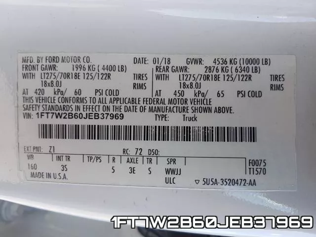 1FT7W2B60JEB37969 фото 2