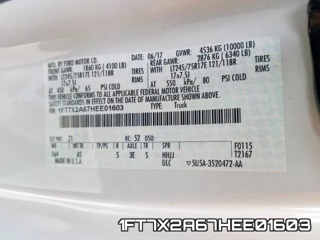 1FT7X2A67HEE01603 фото 2