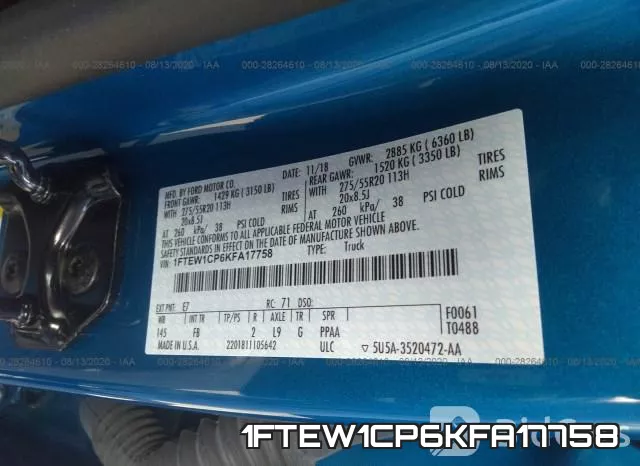1FTEW1CP6KFA17758 фото 10