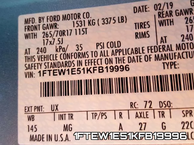 1FTEW1E51KFB19996 фото 2
