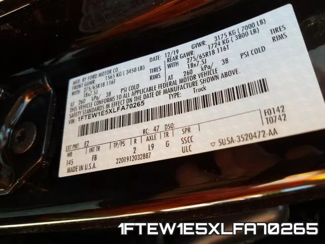 1FTEW1E5XLFA70265 фото 2