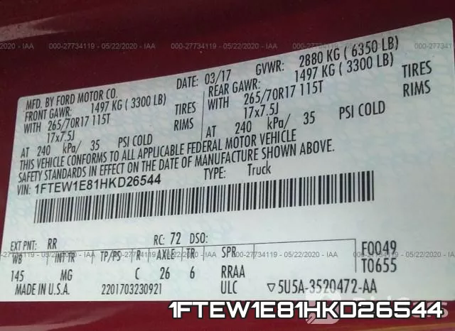 1FTEW1E81HKD26544 фото 10