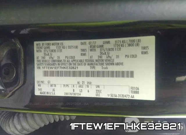 1FTEW1EF7HKE32821 фото 10