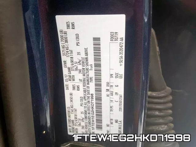 1FTEW1EG2HKD71998 фото 2