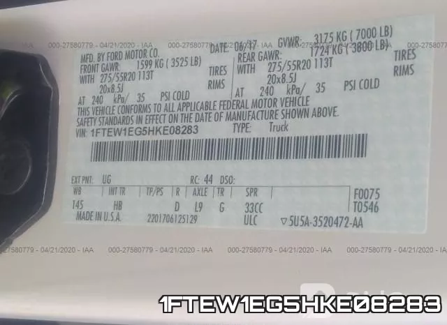 1FTEW1EG5HKE08283 фото 10