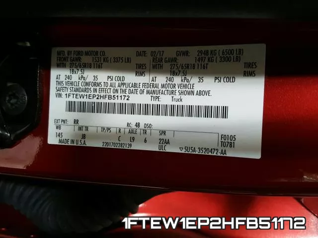 1FTEW1EP2HFB51172 фото 2