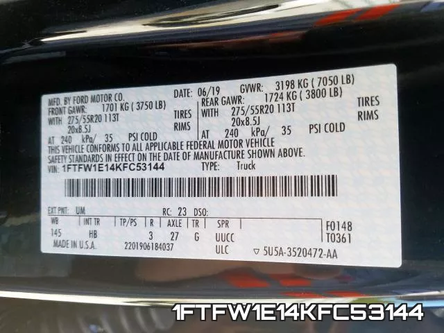 1FTFW1E14KFC53144 фото 2
