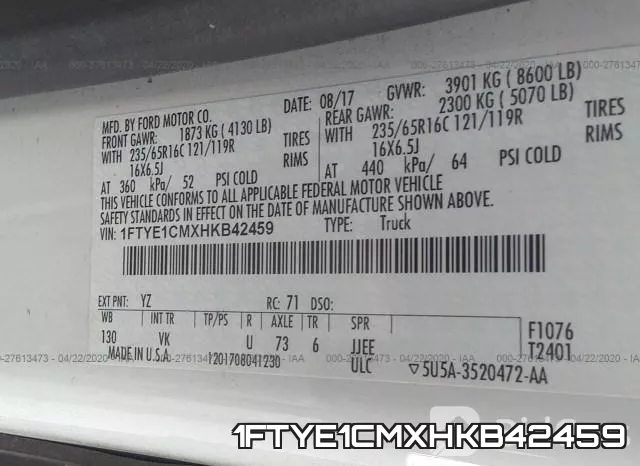 1FTYE1CMXHKB42459 фото 10