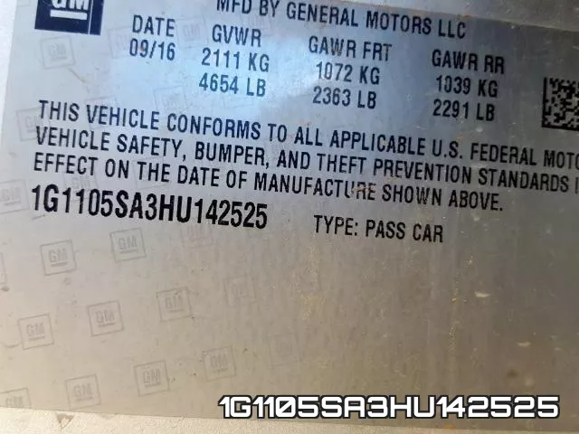 1G1105SA3HU142525 фото 2