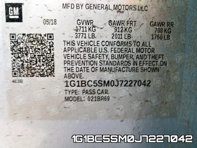 1G1BC5SM0J7227042 фото 2
