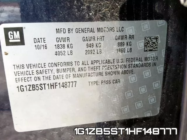 1G1ZB5ST1HF148777 фото 2