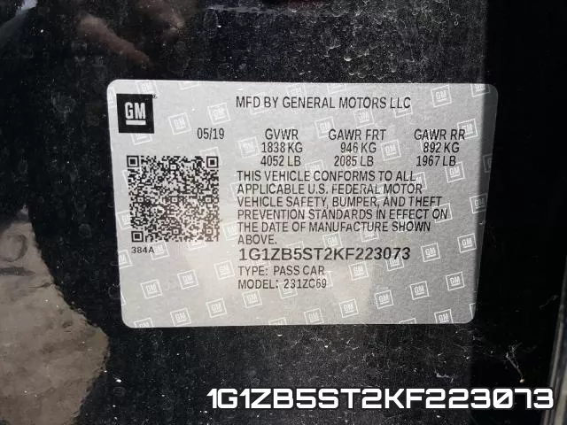 1G1ZB5ST2KF223073 фото 2