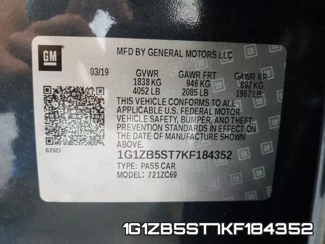 1G1ZB5ST7KF184352 фото 2