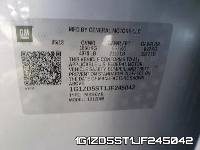 1G1ZD5ST1JF245042 фото 2