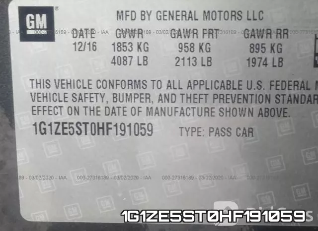 1G1ZE5ST0HF191059 фото 10