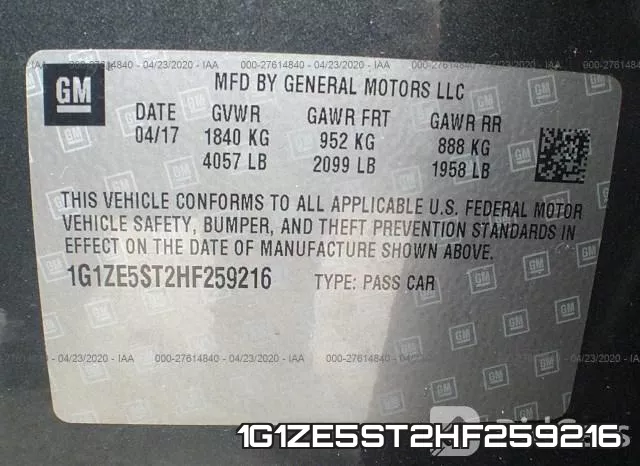 1G1ZE5ST2HF259216 фото 9
