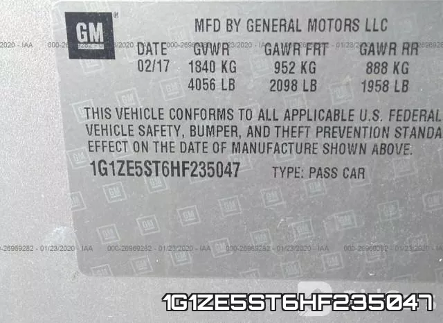 1G1ZE5ST6HF235047 фото 10