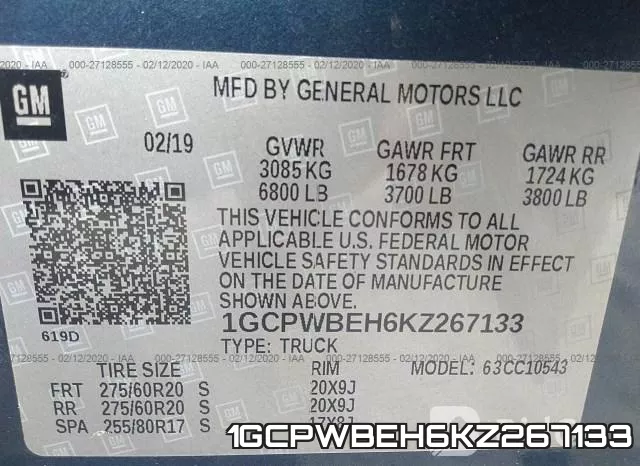 1GCPWBEH6KZ267133 фото 10