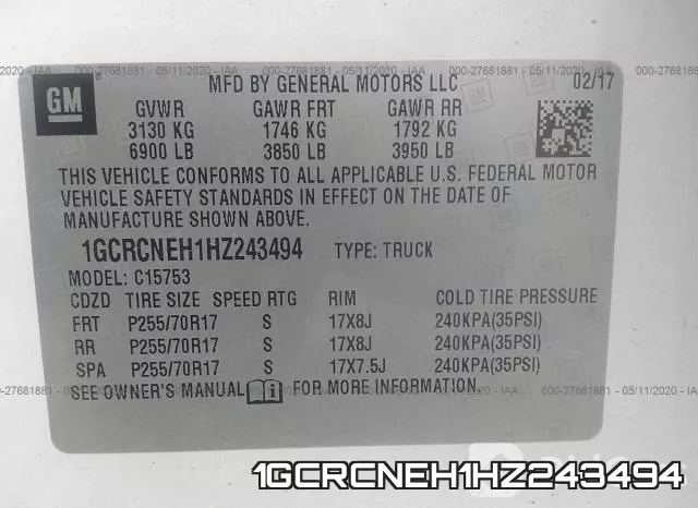 1GCRCNEH1HZ243494 фото 10