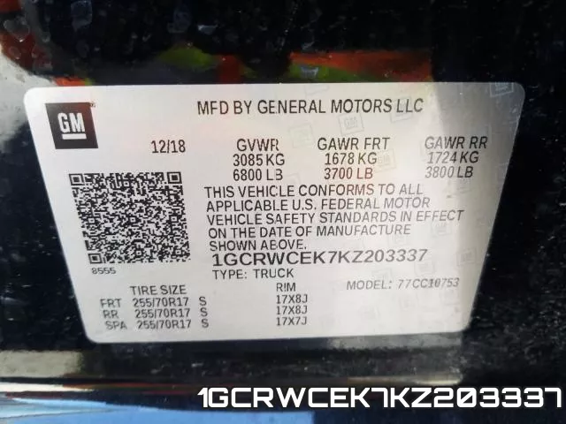 1GCRWCEK7KZ203337 фото 2