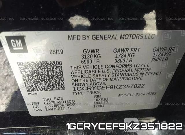 1GCRYCEF9KZ357822 фото 10