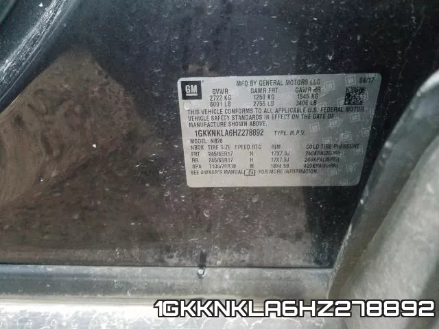 1GKKNKLA6HZ278892 фото 2