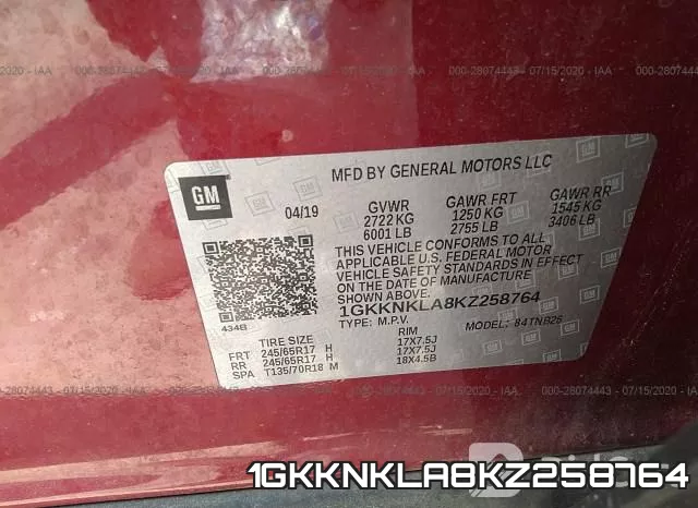 1GKKNKLA8KZ258764 фото 10