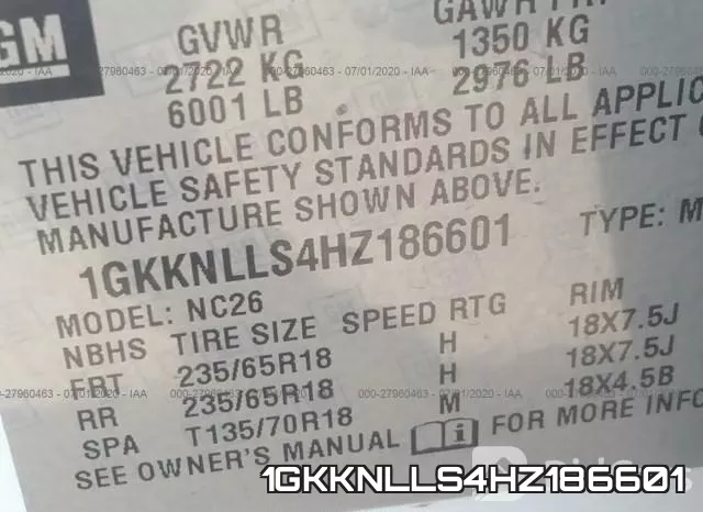 1GKKNLLS4HZ186601 фото 10