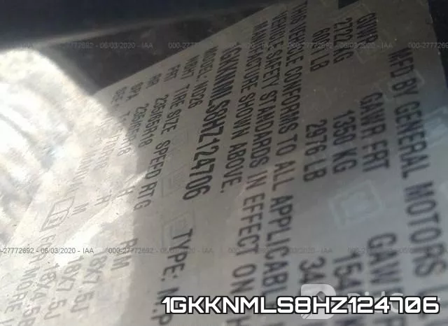 1GKKNMLS8HZ124706 фото 10
