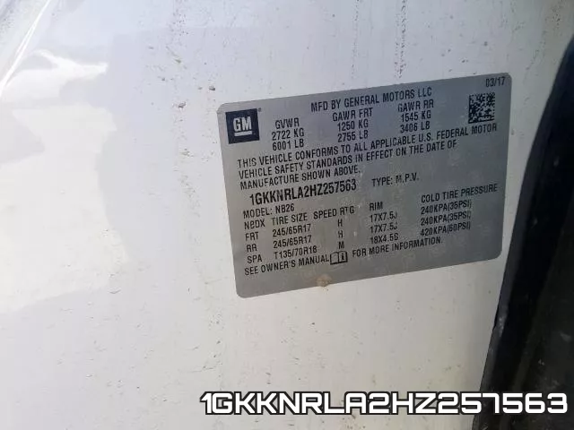 1GKKNRLA2HZ257563 фото 2