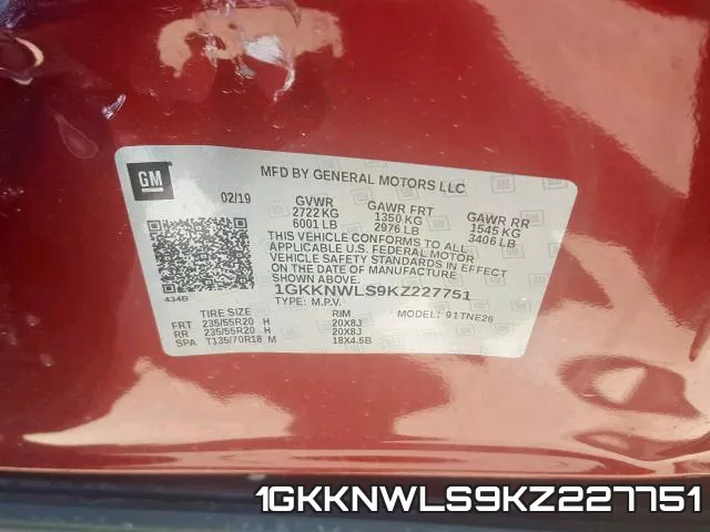 1GKKNWLS9KZ227751 фото 2