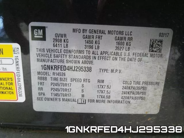 1GNKRFED4HJ295338 фото 2