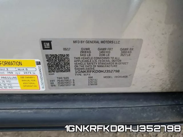 1GNKRFKD0HJ352798 фото 2