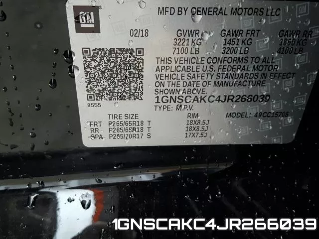 1GNSCAKC4JR266039 фото 2