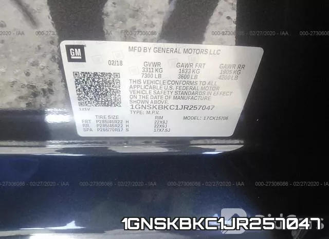1GNSKBKC1JR257047 фото 10