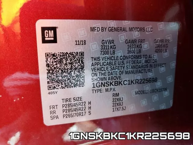 1GNSKBKC1KR225698 фото 2