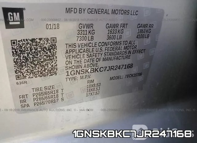 1GNSKBKC7JR247168 фото 10