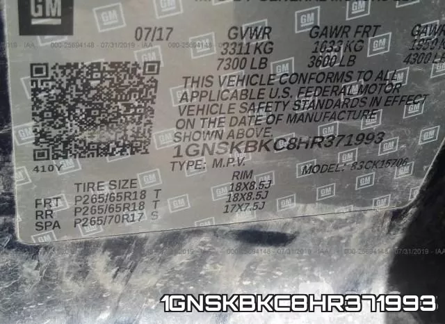 1GNSKBKC8HR371993 фото 10