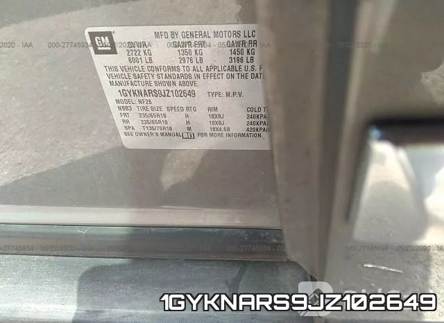 1GYKNARS9JZ102649 фото 10
