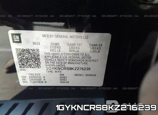 1GYKNCRS8KZ276239 фото 9