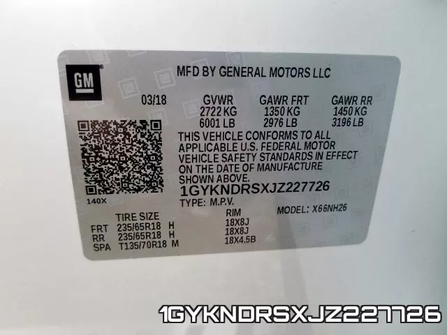 1GYKNDRSXJZ227726 фото 2