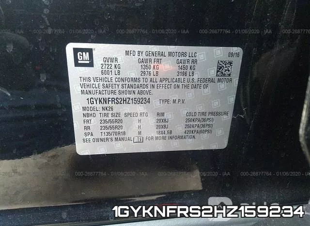1GYKNFRS2HZ159234 фото 10