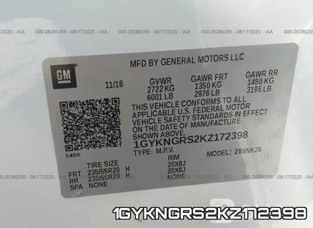 1GYKNGRS2KZ172398 фото 10