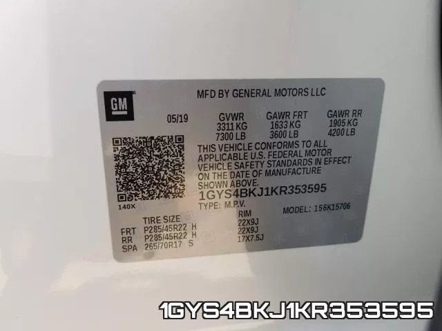 1GYS4BKJ1KR353595 фото 2