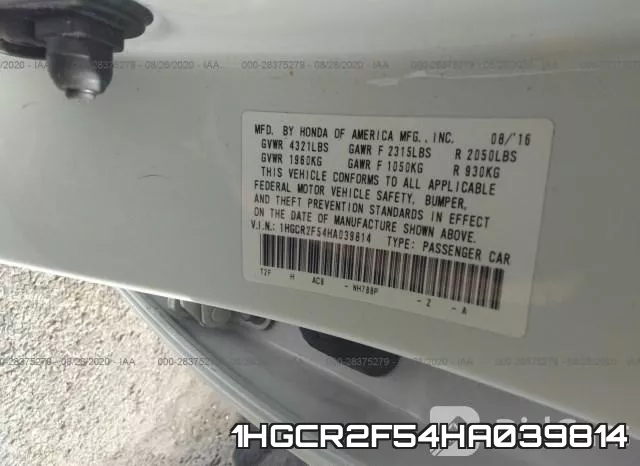1HGCR2F54HA039814 фото 10