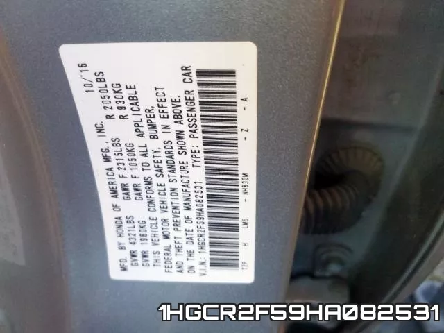 1HGCR2F59HA082531 фото 2