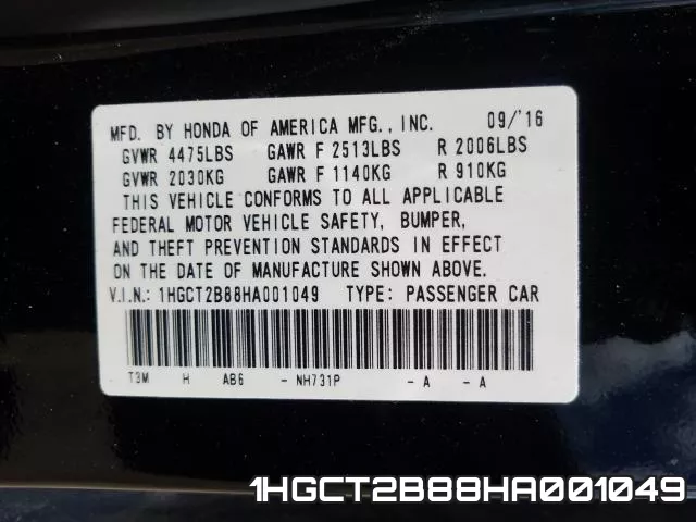 1HGCT2B88HA001049 фото 2