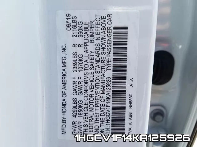 1HGCV1F14KA125926 фото 2