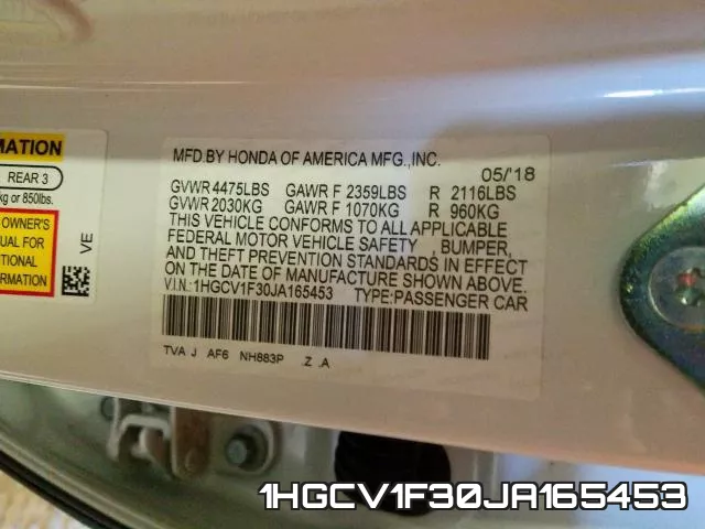 1HGCV1F30JA165453 фото 2
